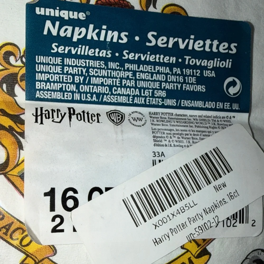 Hogwarts House Crest Party Napkins